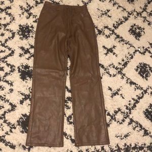 Lucy Paris Faux Leather Brown Pant